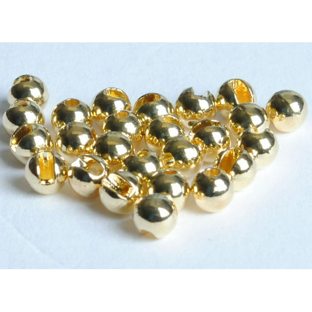 50pcs Golden Tungsten Slotted Beads,2 Sizes,Fly Tying,Fishing Ball Beads